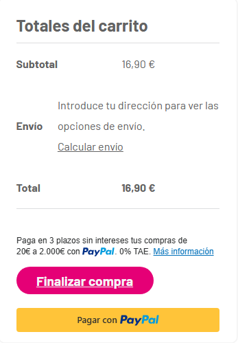 Muestra de carrito de compra web Urocran