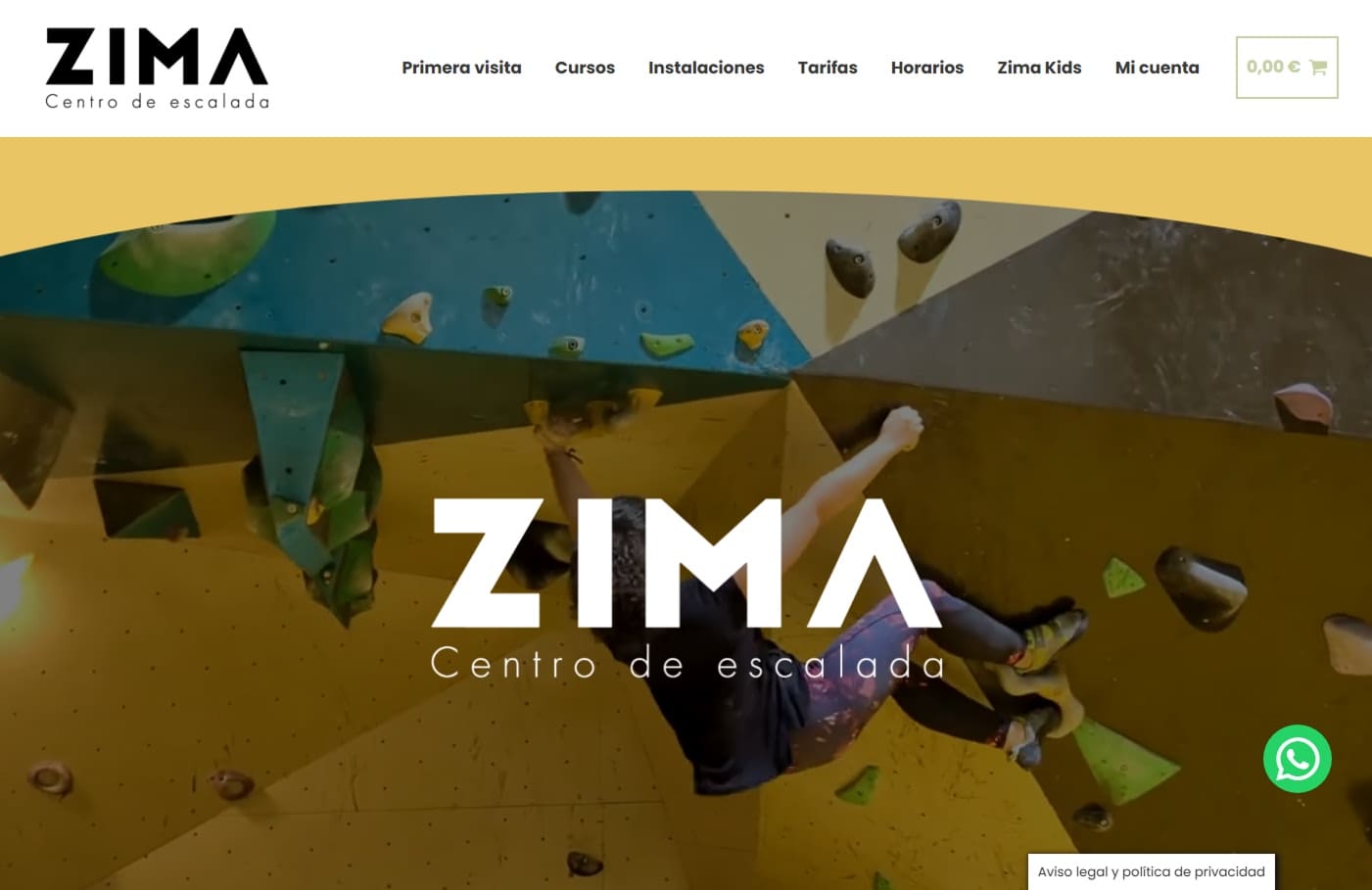 Mestra portada de la web de Zima